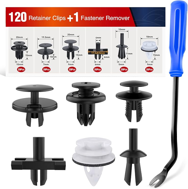 Kit de Presilhas e Rebites de Fixação Nilight com Removedor para Acabamento Automotivo – 120 peças