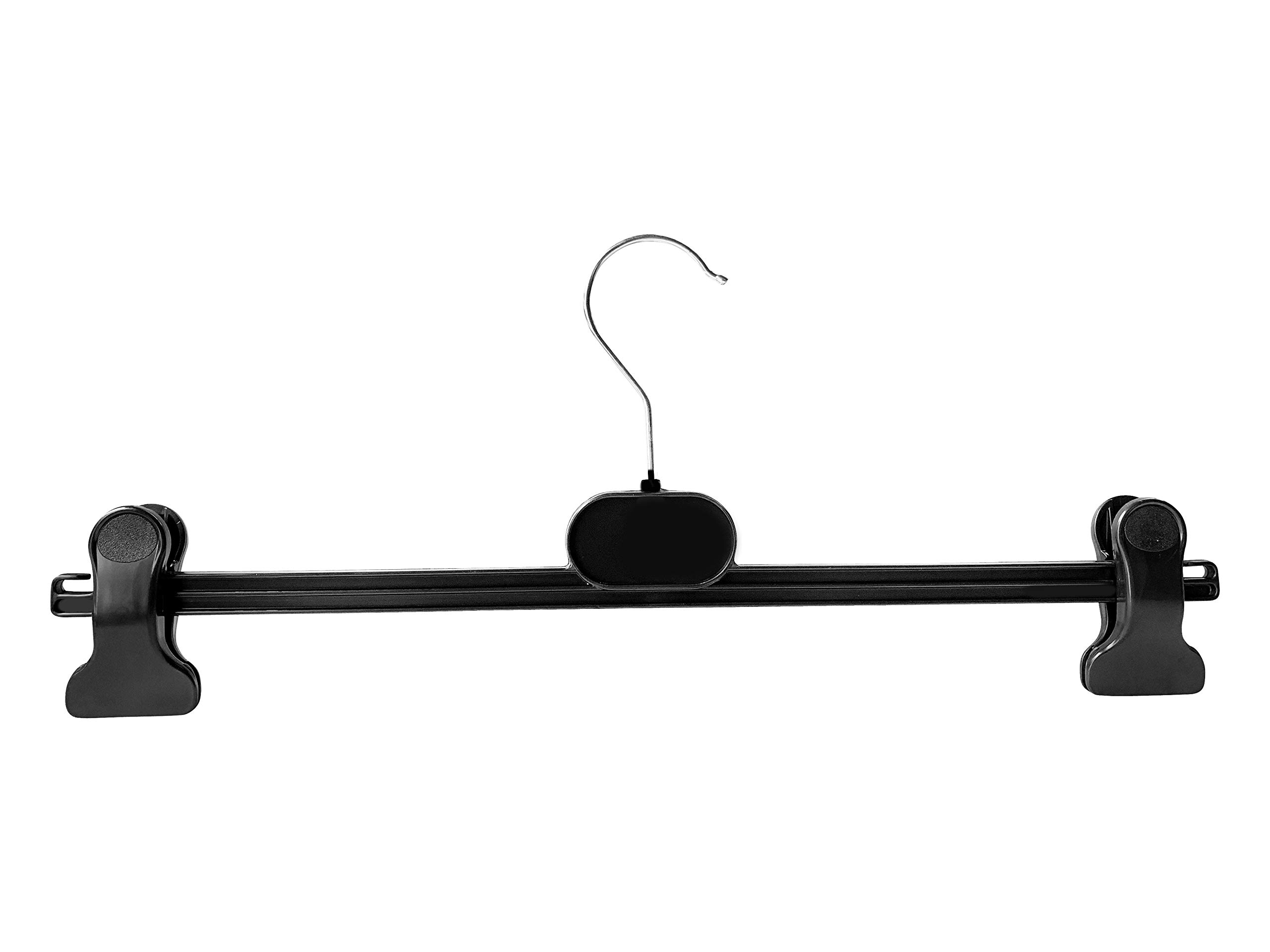 Hosenbügel Hosenspanner 50 Stück Kleiderbügel Kunststoff 36 cm | rutschfeste gummierte und verstellbare Klammern | 360° drehbarer Haken | platzsparend