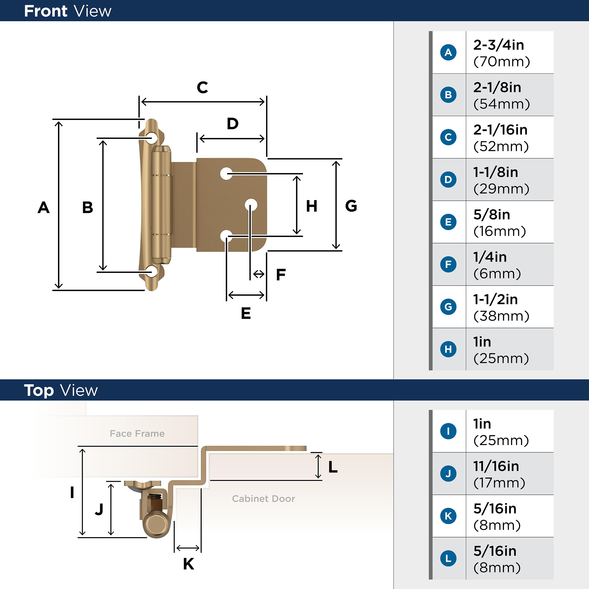 Amerock BPR7928CZ Hinge, Champagne Bronze, Self-Closing - Image 4