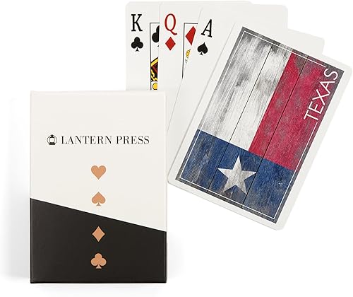 Lantern Press Bandera rústica del estado de Texas (52 cartas de juego, baraja de cartas de tamaño póquer con comodines)