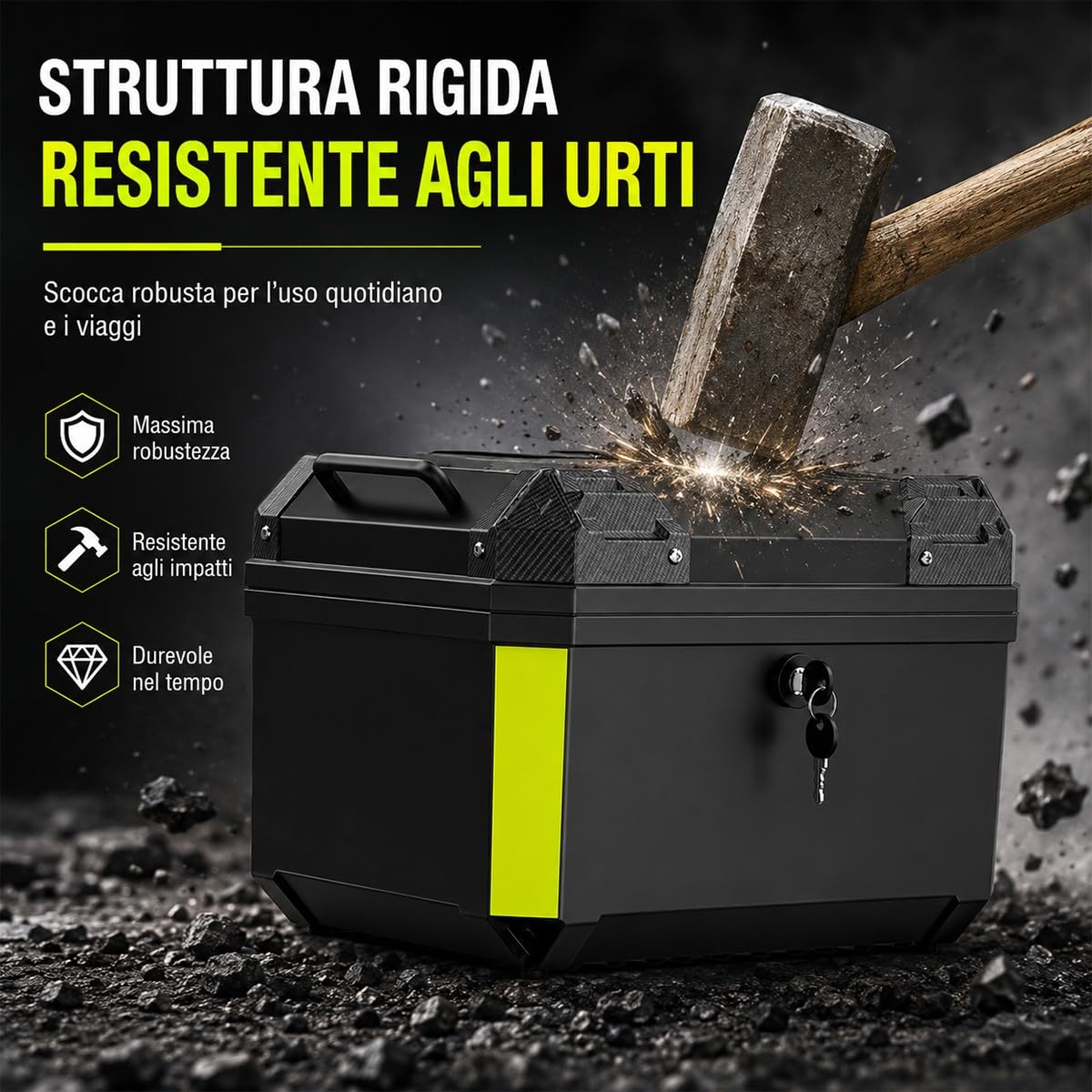 Bauletto posteriore scooter 45 L per casco integrale e accessori baule moto crema con piastra di montaggio fodera interna schienale e kit viti per tragitti urbani e viaggi brevi