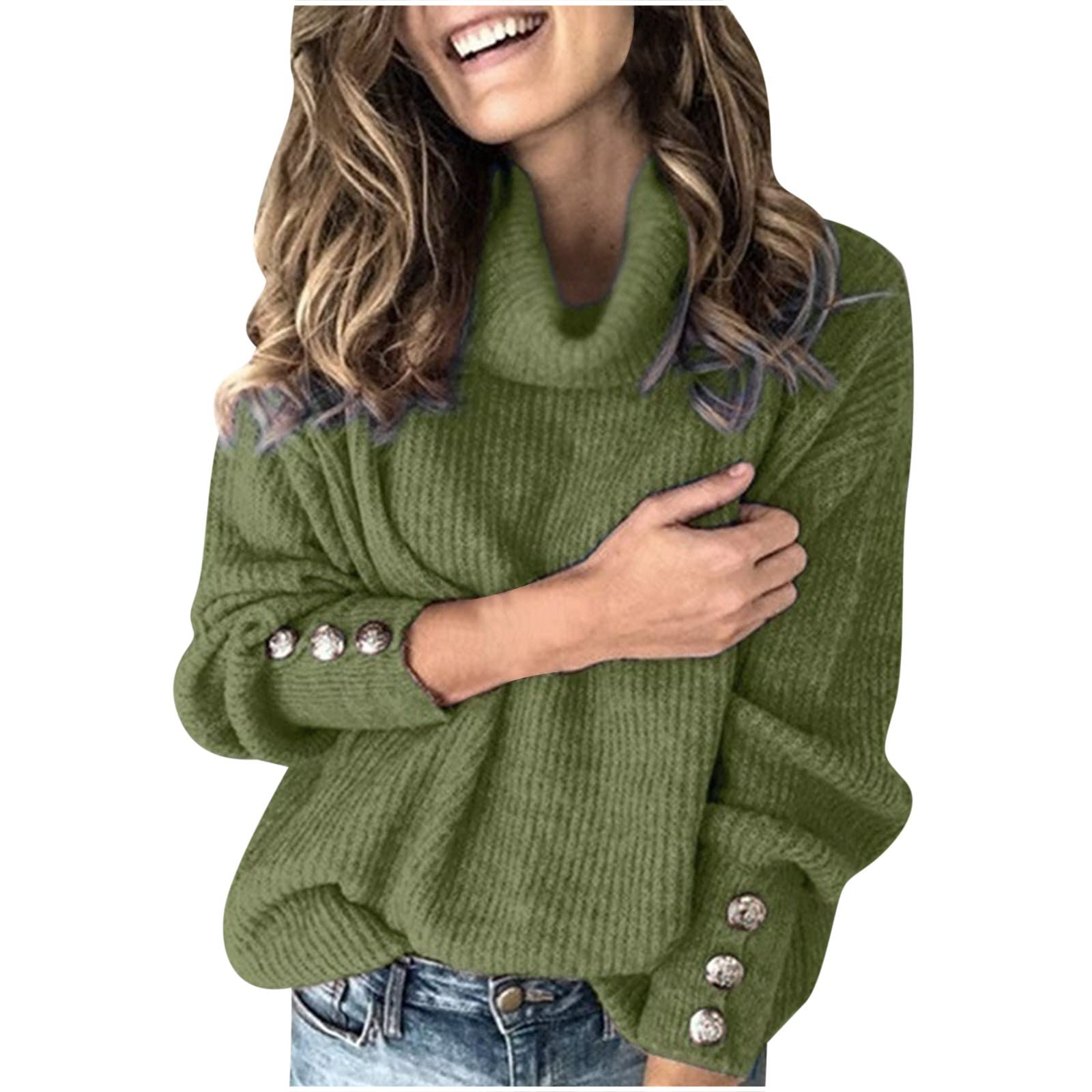 Women Turtleneck Chunky Pullover Sweater Cowl Neck Long Sleeve Knitwear Winter Slouchy Loose Knit Jumper Sweaters Tops