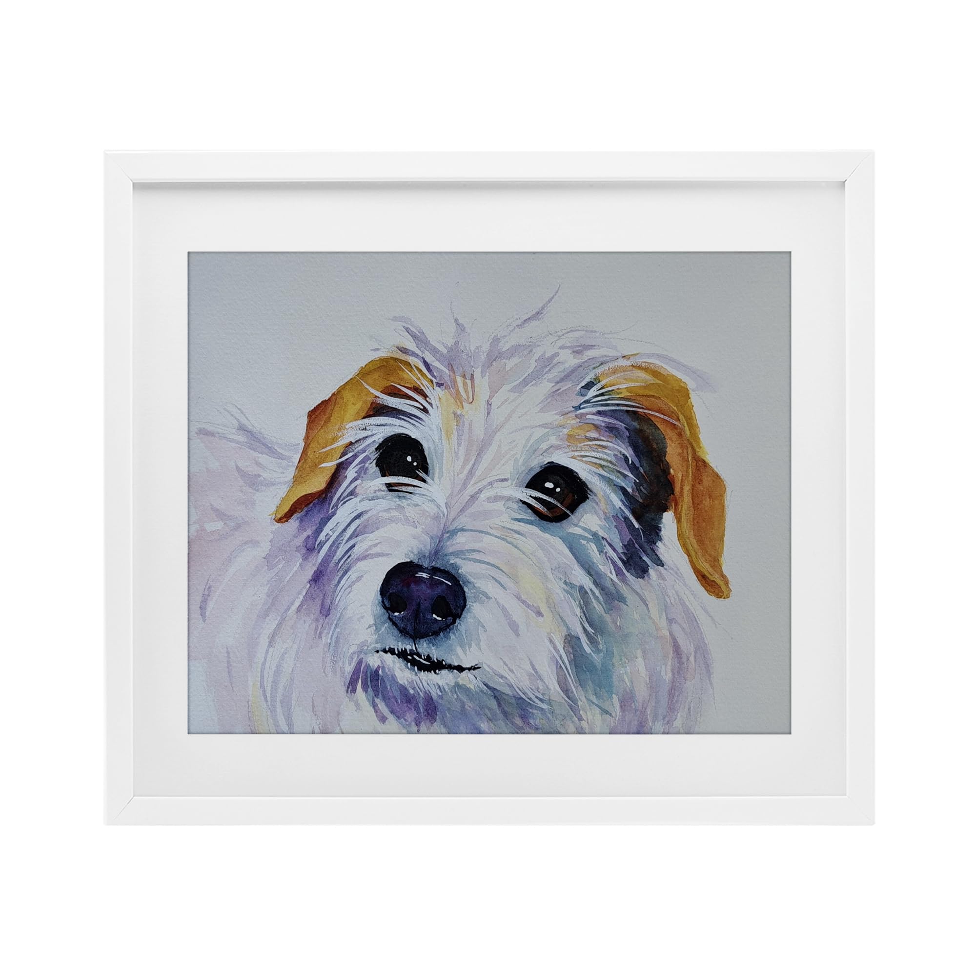 Stupell Industries White Terrier Dog Portrait White Framed Print Under Glass, design by Tatiana Roberts, 17 x 21