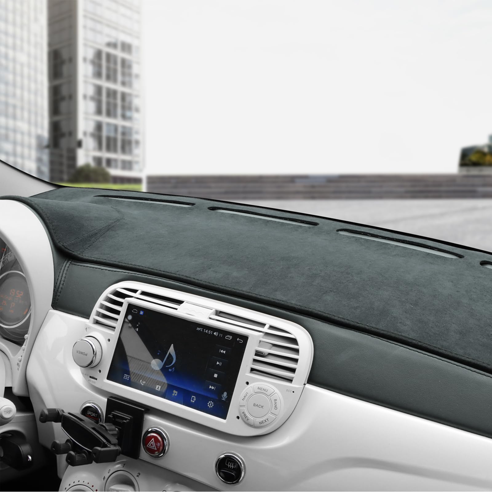 KUNGKIC Compatible with Fiat 500 2008-2023 Flanella Auto Cover Cruscotto Matte Dashboard Cover Auto Interno Parasole Dashboard Protezione Luce Opaco Protezione Della Luce Accessories