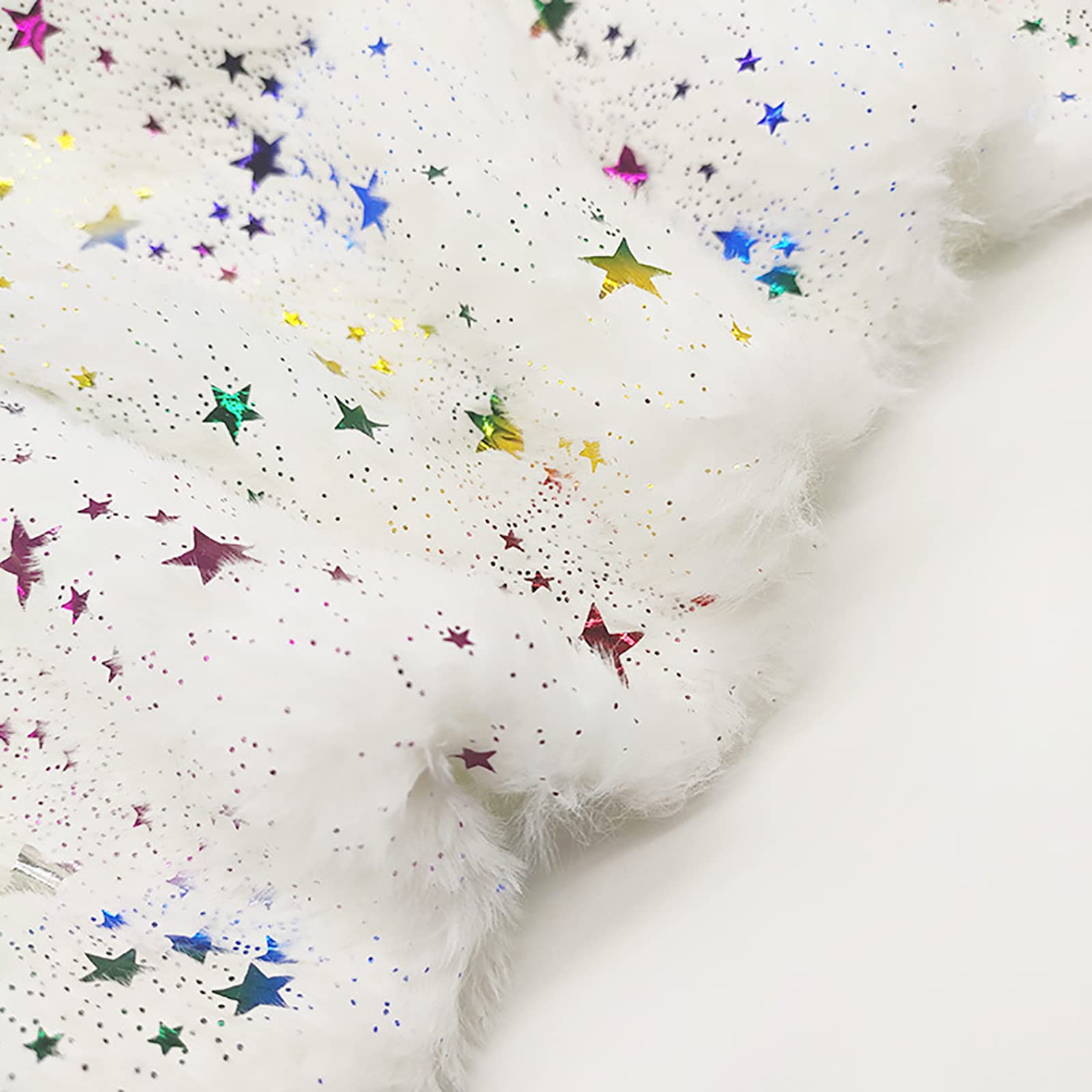 Tela de Felpa Tejido de Piel sintética con estrellitas Tejido de vellón Tejido Decorativo para Manualidades, Costura, Disfraces, decoración, Fondos de Cosplay 160X100cm(Size:10m)