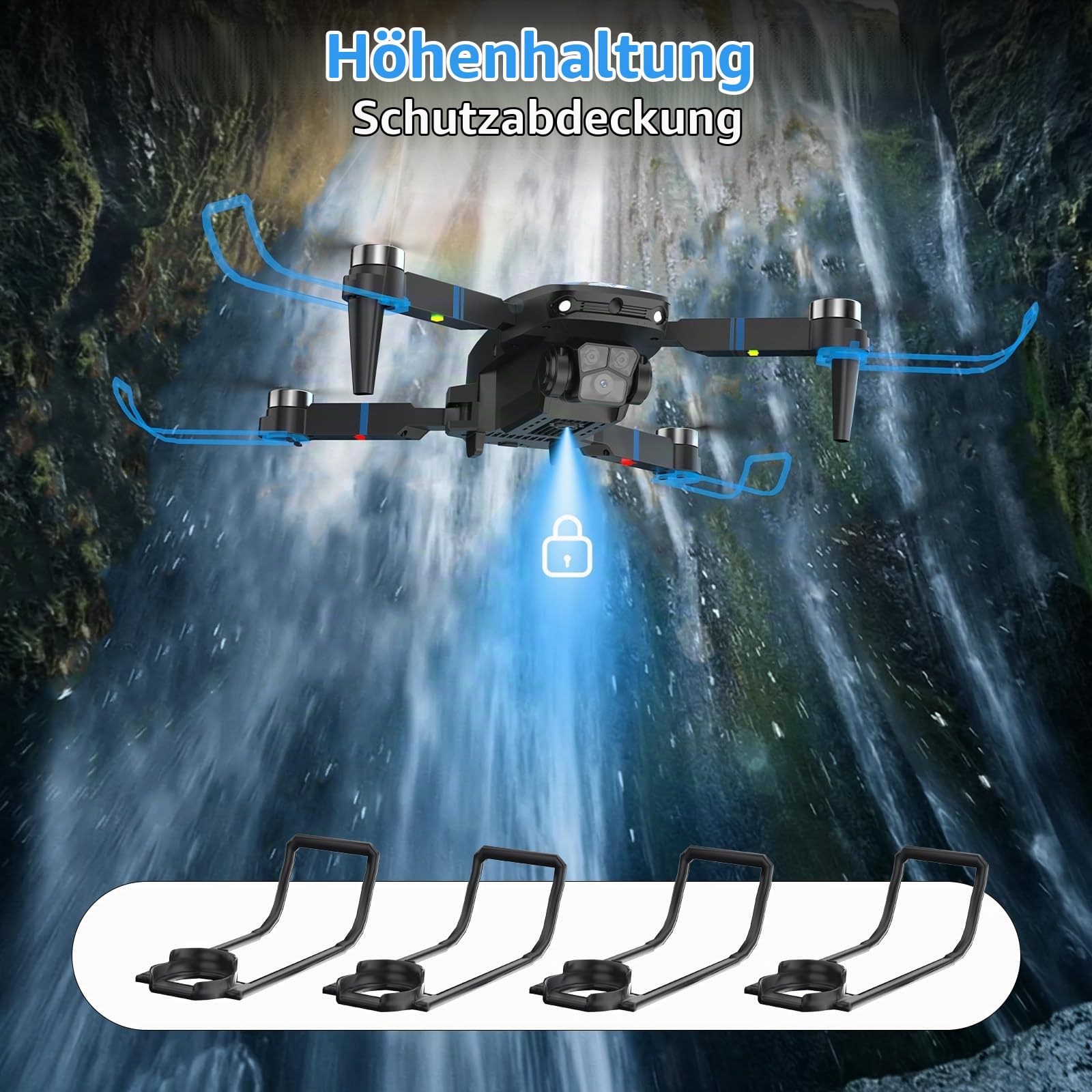 Drohne mit Kamera LCD-Bildschirm Live Video, 4K Drone mit Bürstenlosem Motor, 270°-Hindernisvermeidung, Zusammenklappbarer RC Mini Quadcopter für Erwachsene Anfänger, Unter 250G, Geschenk