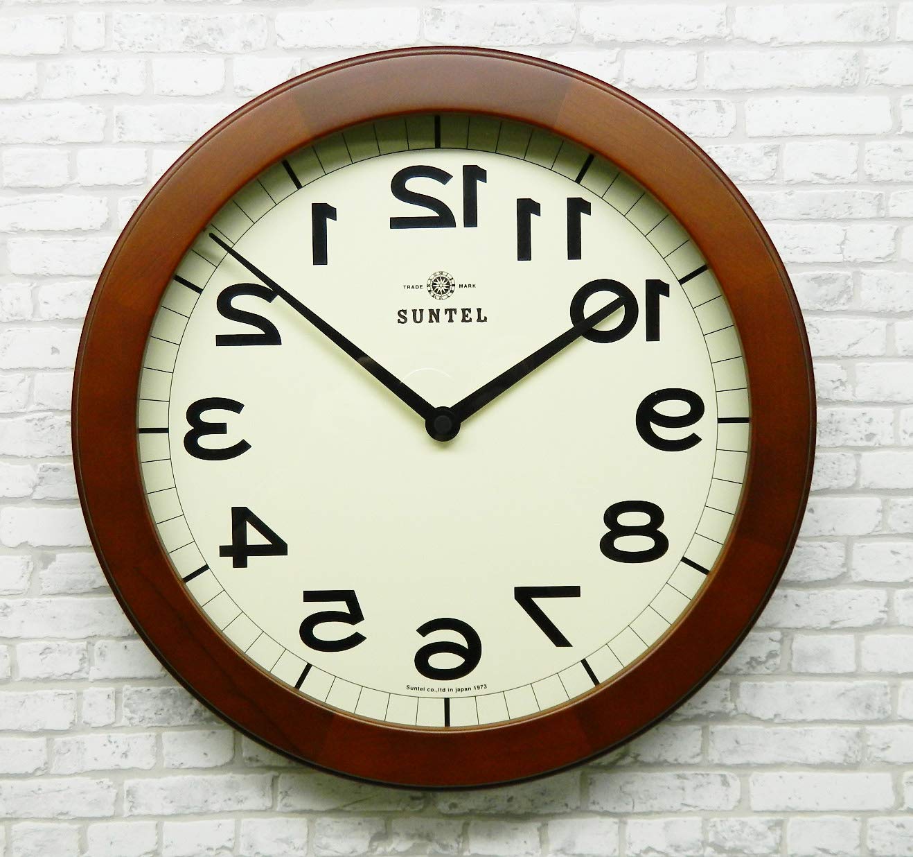 Amazon.co.jp: さんてる 掛け時計 ブラウン 直径330×45mm 脳トレ! 木製
