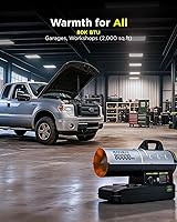 Vista 5 de InoKraft Calentador de aire forzado de queroseno de 80,000 BTU, diseño compacto y portátil, termostato con pantalla LED, protección contra