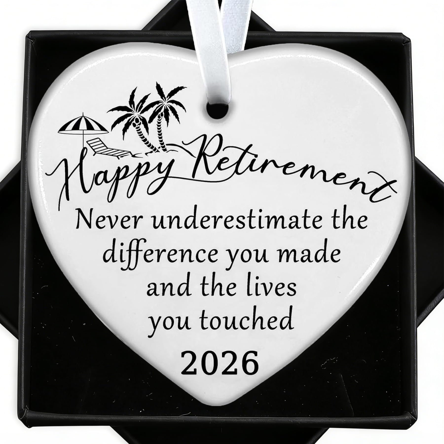 Funny Retirement Gifts for Women 2026 – Heart-Shaped Ceramic Ornament, "Never Underestimate the Difference You Made" Happy Retirement Appreciation Gift for Retired Teachers, Nurses, Coworkers, Mom, Bo
