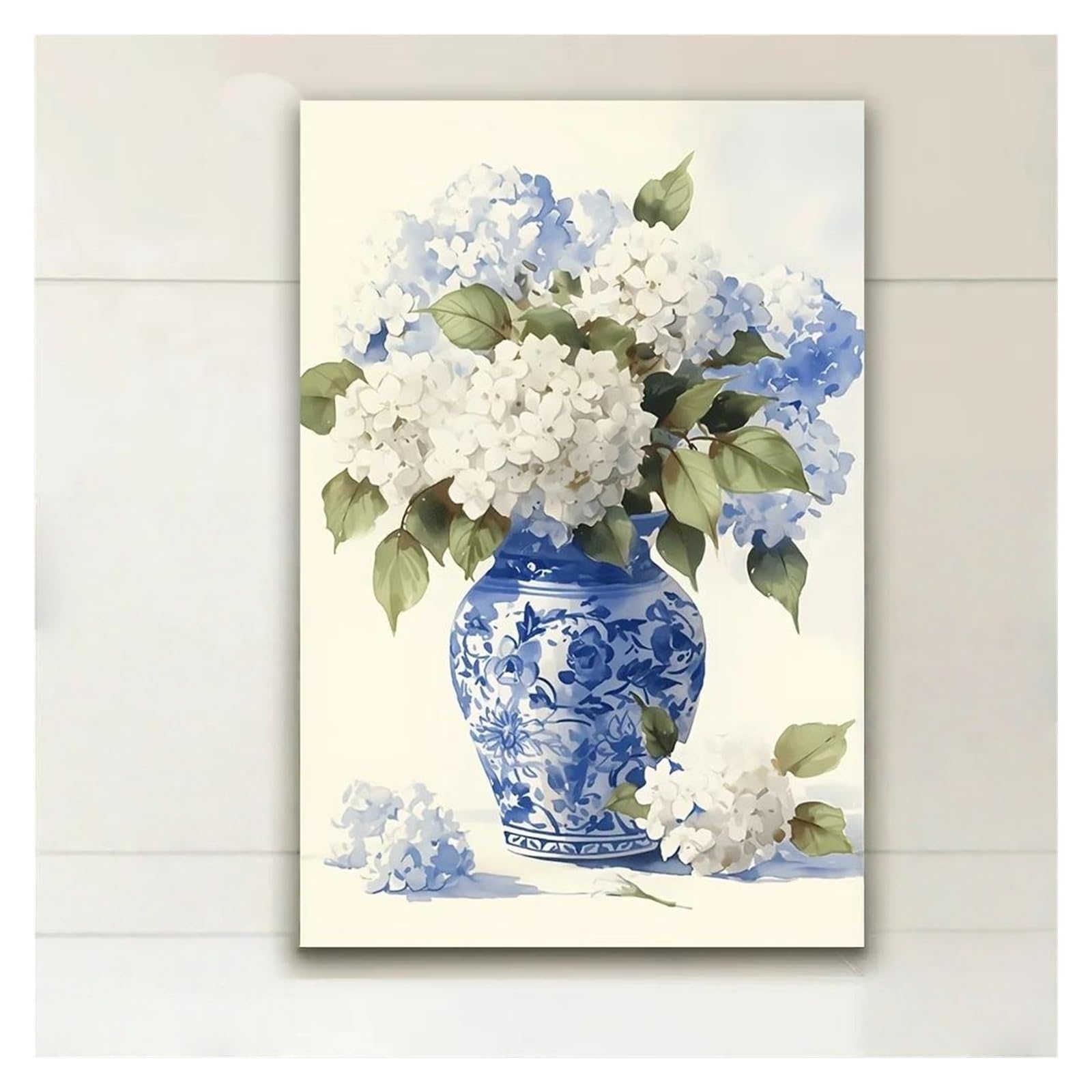 Toile hortensia bleue pour grand salon moderne et bureau lumineux
