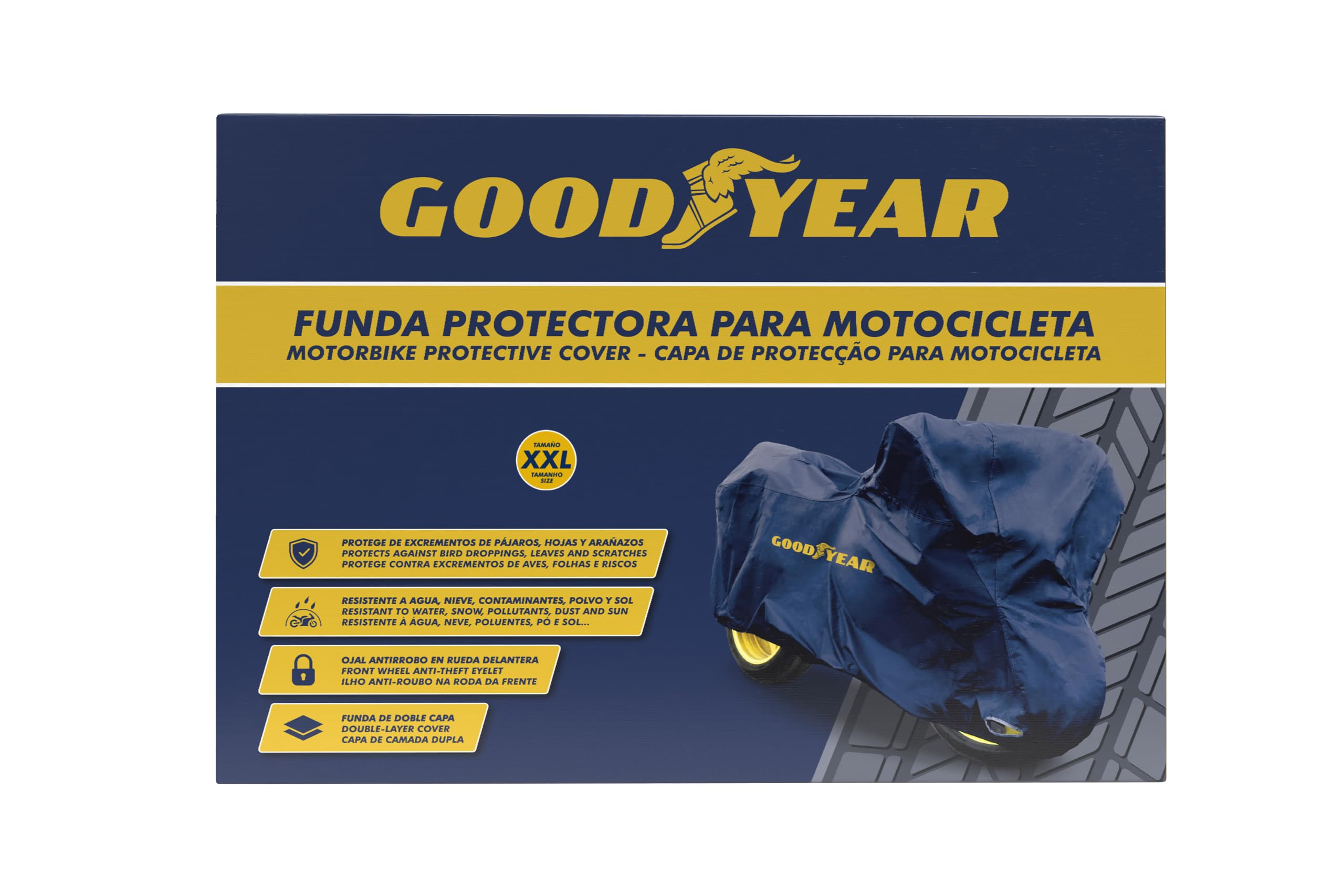 Goodyear GOD7023 Pokrowiec na motocykl wodoszczelny z opakowaniem do przechowywania Niebieski