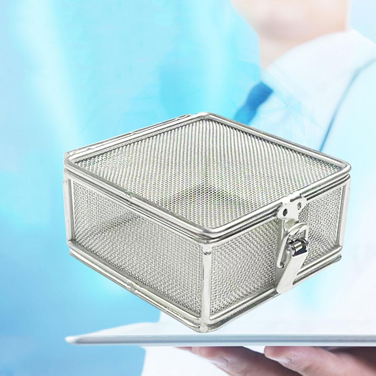 Bandeja de esterilización con tapa, cesta de desinfección para limpieza de instrumentos, organización de la sala de suministros