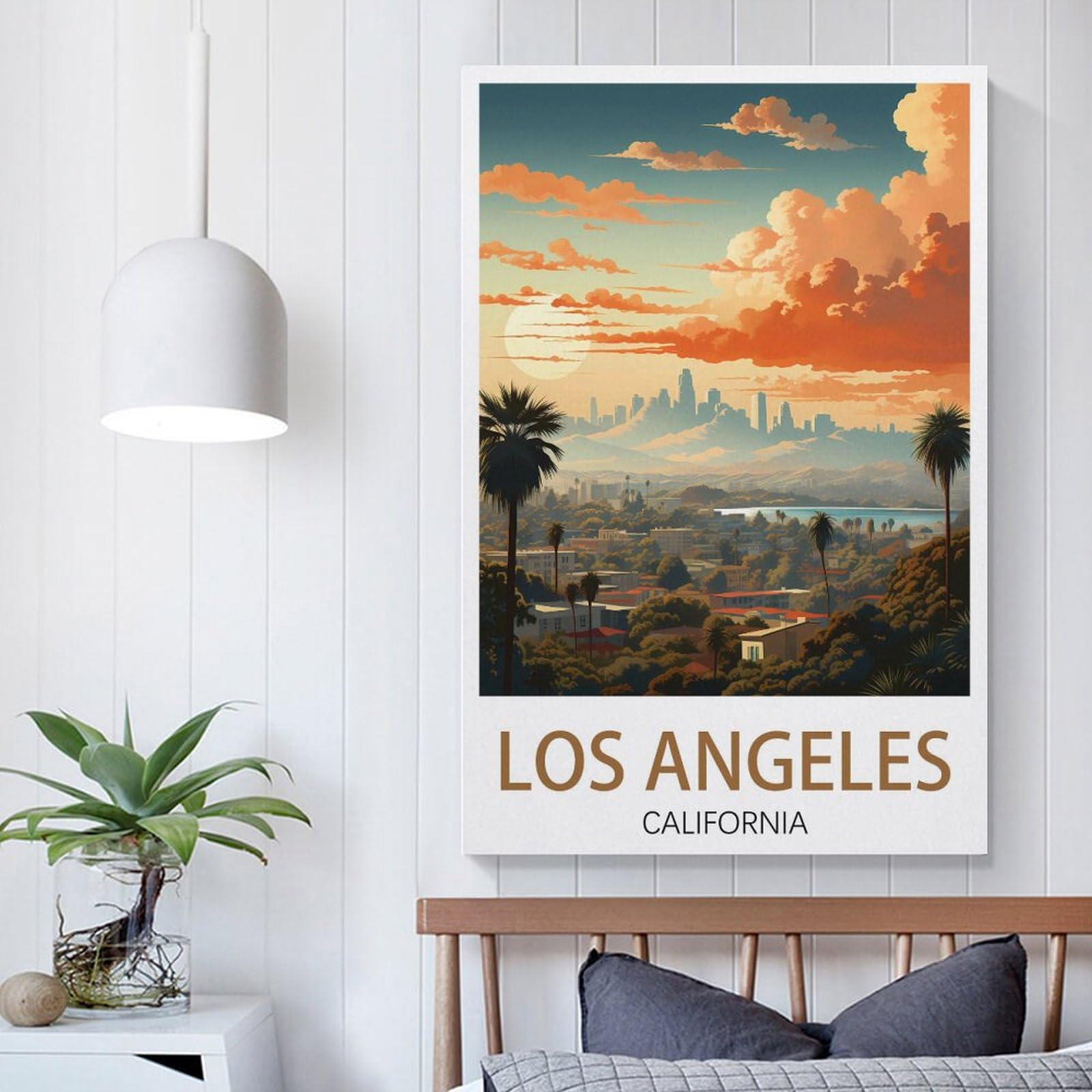 Affiches Murales Sur Toile Vintage Los Angeles - Décoration Chambre 20x30cm, Impression Haute Qualité Prête à Accrocher