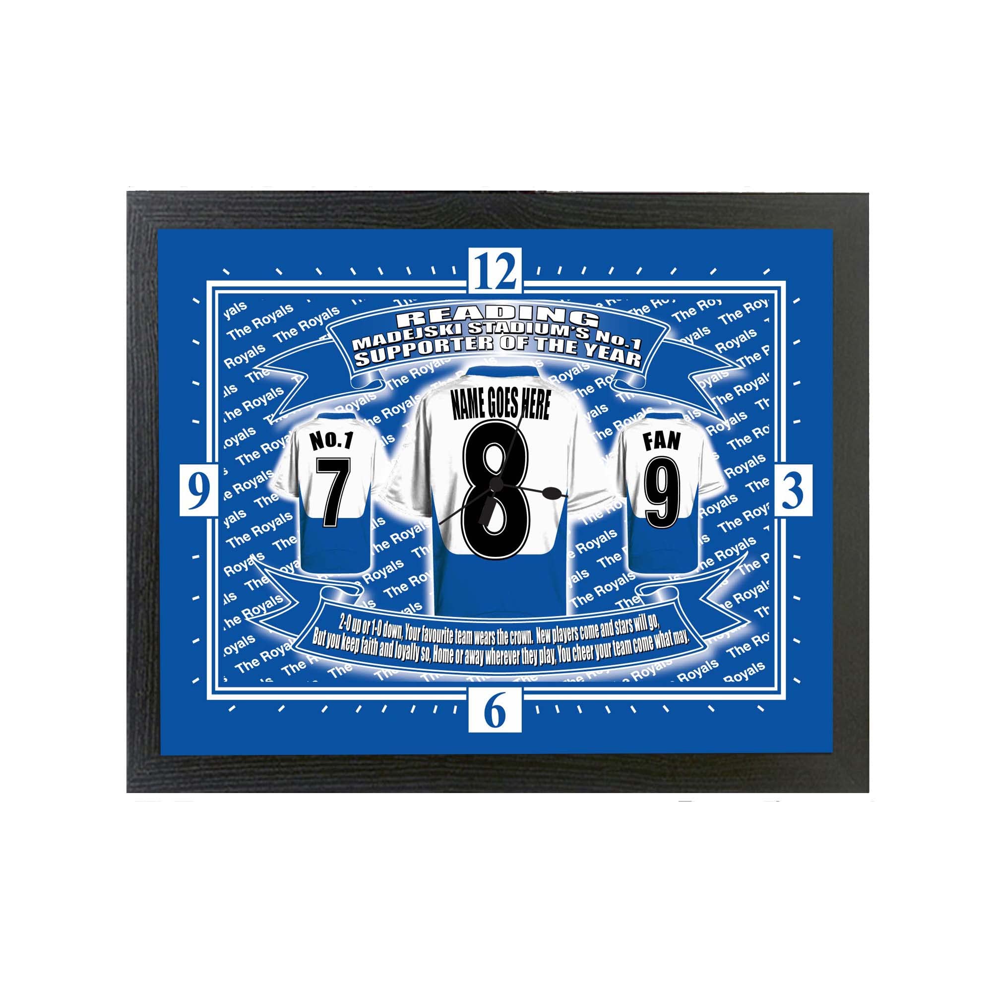 Reading Football Shirt Personalised Clock Gift Present