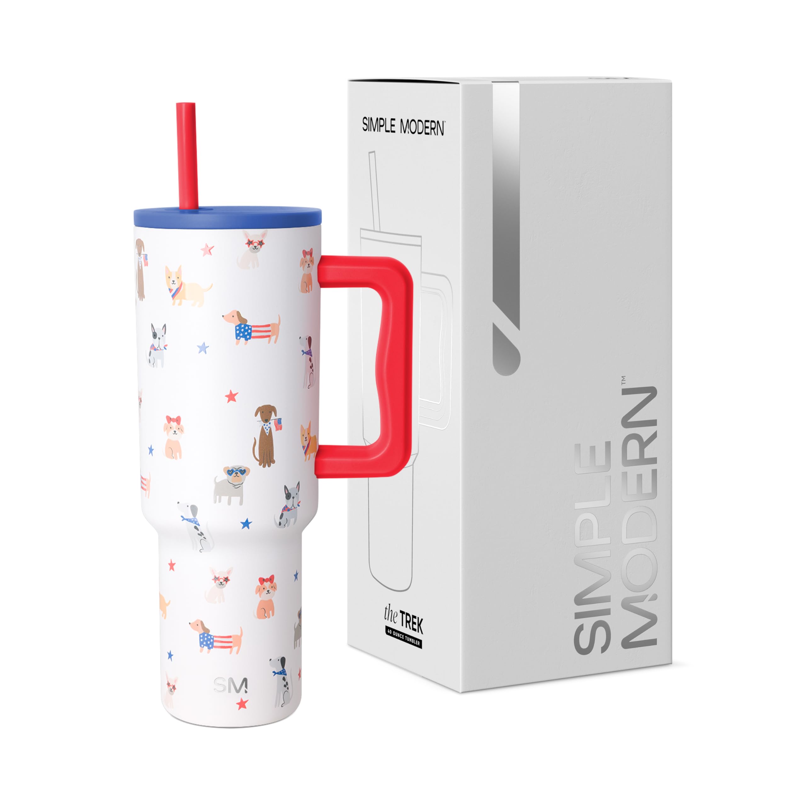 Simple Modern 40 oz Trek Tumbler with Handle and Straw Lid | Cup Holder Friendly Insulated Stainless Steel Travel Mug | 80s Mix