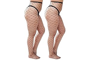 Curvaceous Temptation: Plus Size Black Fishnet Tights