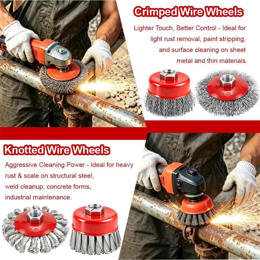 Wire Wheel Brushes for Angle Grinder - 7 Pack -7