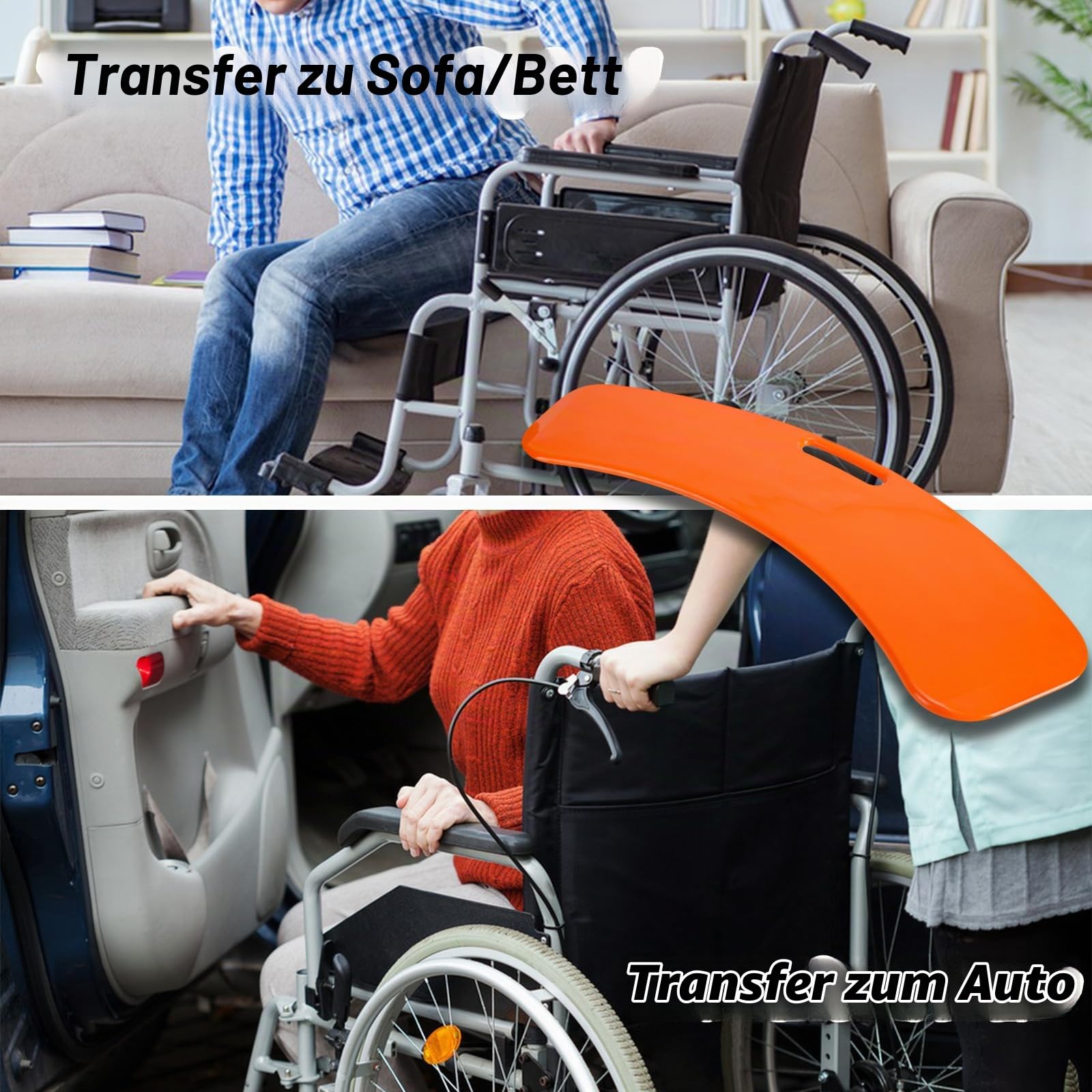 Transferbrett, Schiebe-Patienten-Transferbrett mit Griffen Badewannen Einstiegshilfe Behinderten Hilfsmittel 150 Kg Gewichtskapazität Transferbrett für Senioren Im Bett Auto Rollstuhl Toilette