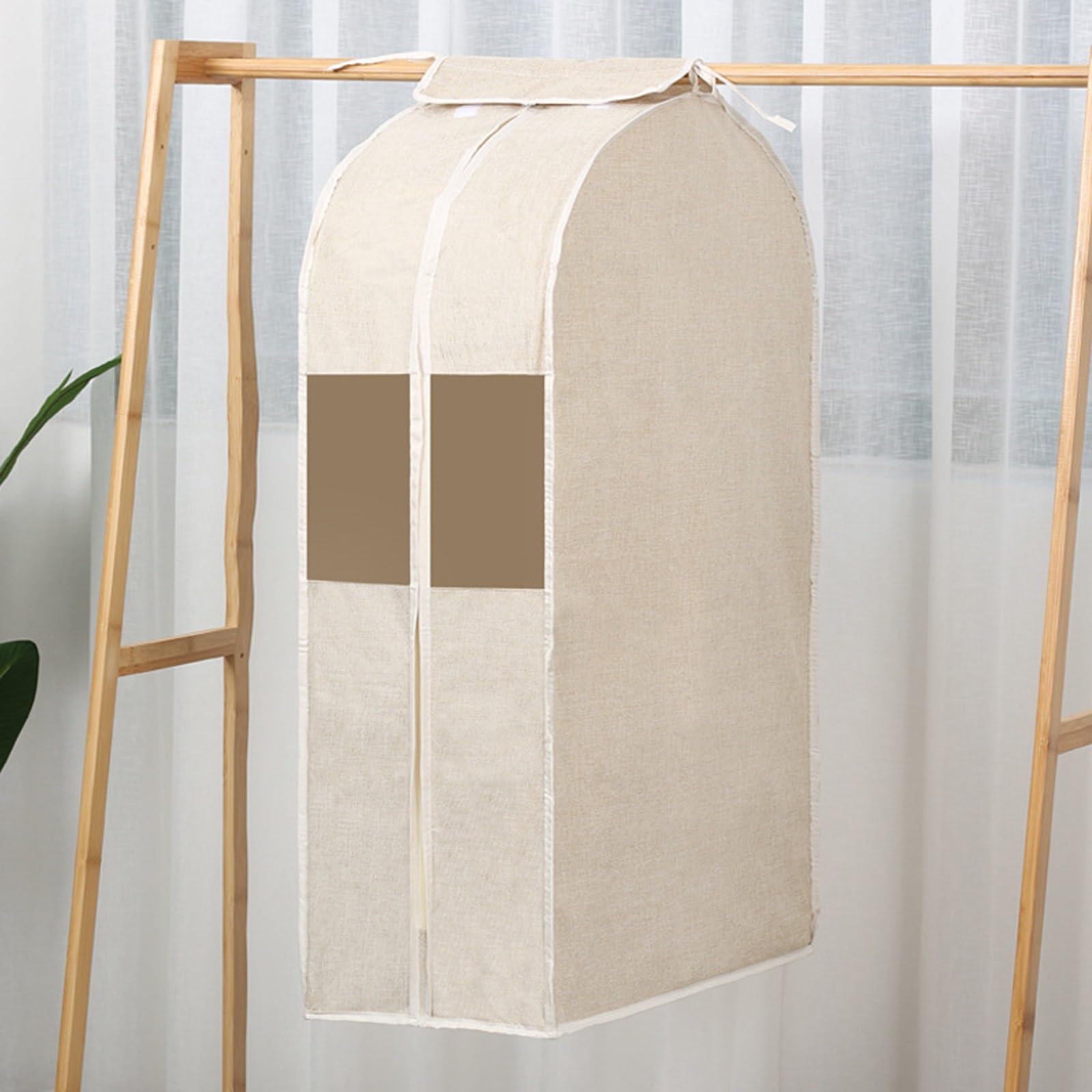 Garment Bags Clothing Storage Bags Clothes Storage Bags with Zipper Transparent Window Cotton Garment Bag Fully Enclosed Moisture Proof Clothing Cover Suitable for all Clothes(White,60x28x90cm)