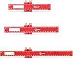 Precision Woodworking Ruler Set - 12, 8, 6 Inch Metal Slide Stop Marking Rulers, Metric and Inch Scale, Square Adjustable Sliding Tool for Woodpeckers (Red, 3 Pcs)