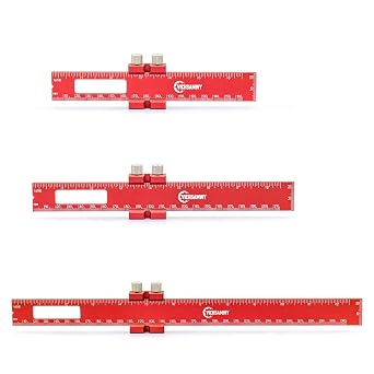 Precision Metal Slide Stop Scribing Ruler - 12, 8 & 6 Inch, Adjustable Measuring & Marking for Woodworking