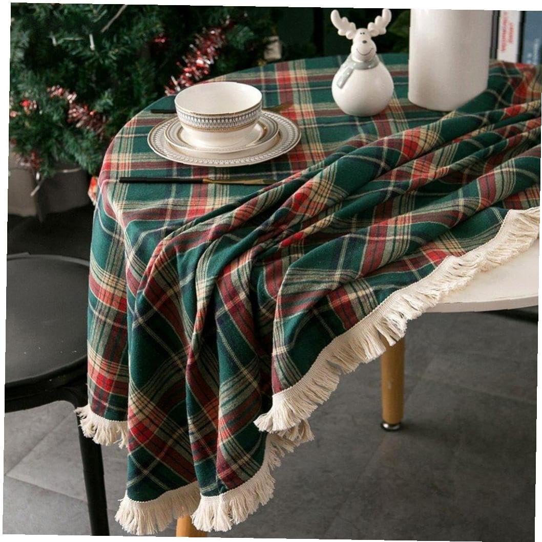 Amazon｜クリスマステーブルクロス、レトロチェックテーブルクロス