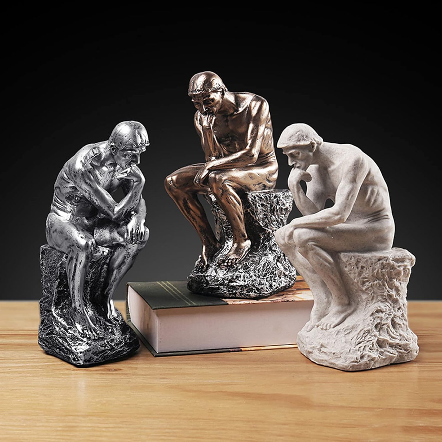 Beeldje, De Denker van Rodin - 20 cm - Brons