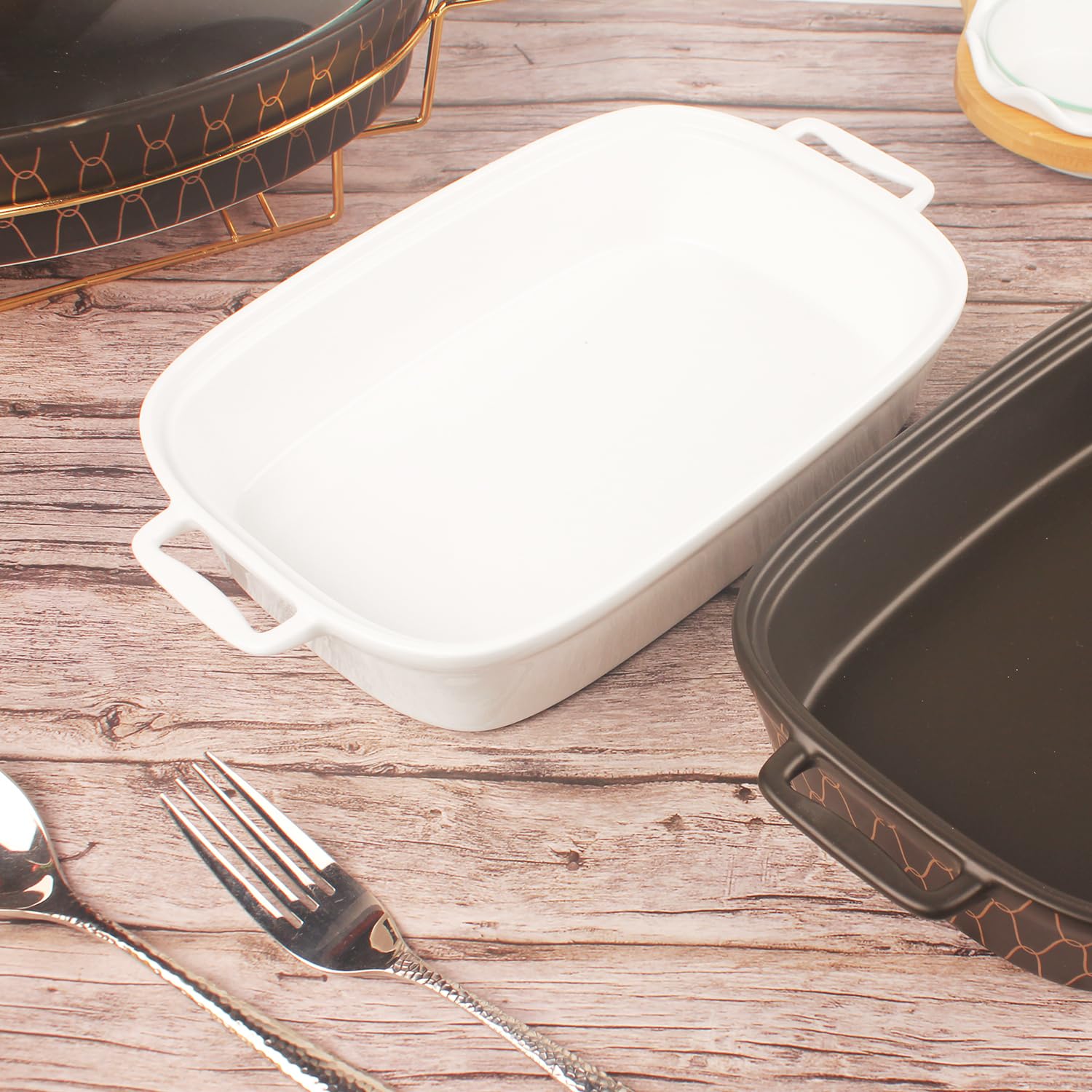 plat à gratin rectangulaire en porcelaine avec couvercle en verre, terrine de soupe de 1500 ML pour servir, plat chauffant pour buffets, plateau pour conserver les aliments, plat à gratin
