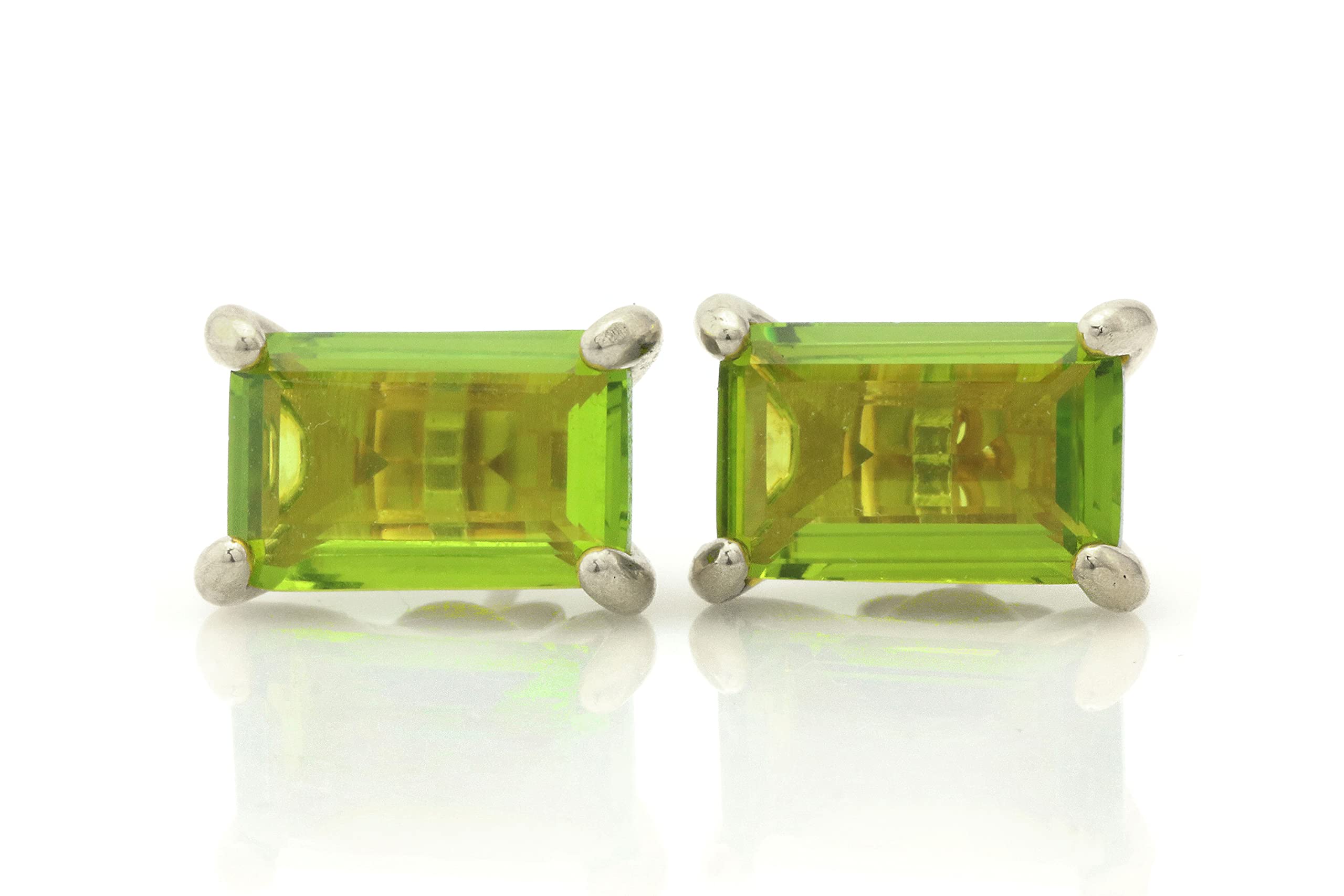 Orecchini Rettangolo Peridoto per Donna di Anemone - Orecchini Artigianali Pietra di Nascita - Orecchini Sposa, Orecchini Moda, Orecchini per Tutti i Giorni - Orecchini Perno Argento con Scatola