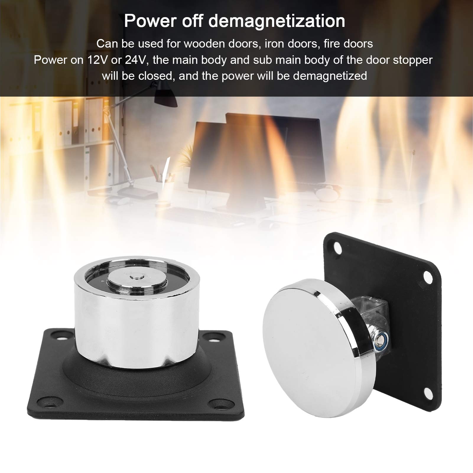 12 V-24 V elektromagnetyczny uchwyt drzwi, 132,3 funta silnego ssania Drewniany żelazny korek do drzwi Nadaje się do drewnianych drzwi Żelazne drzwi Drzwi przeciwpożarowe