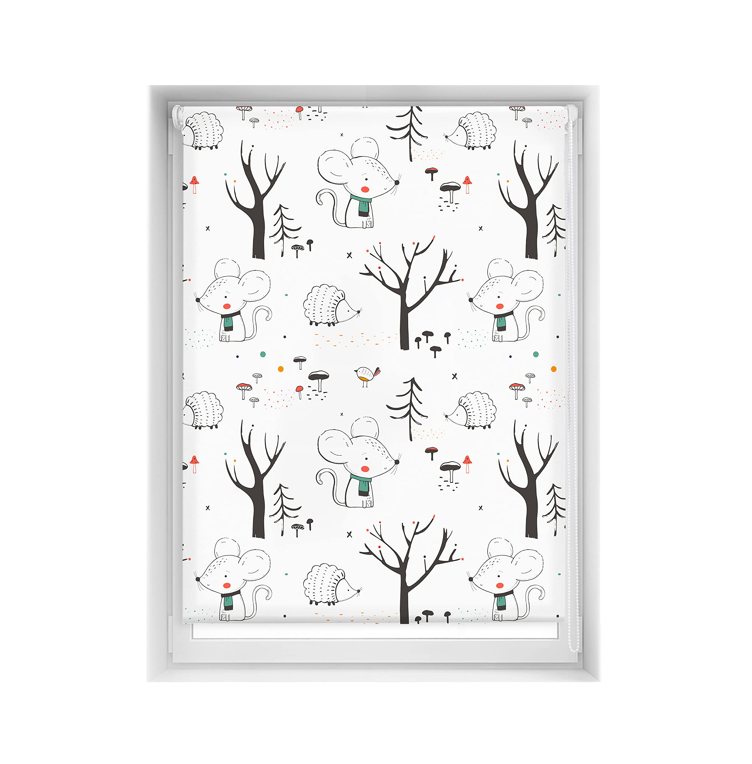Blindecor Easy estores opacos sin taladrar estampados - Estor blackout estampado digital, Into the Wood, 110 x 150 cm (Ancho por alto). Tamaño de la tela 107 x 145 cm. Persianas enrollables térmicas