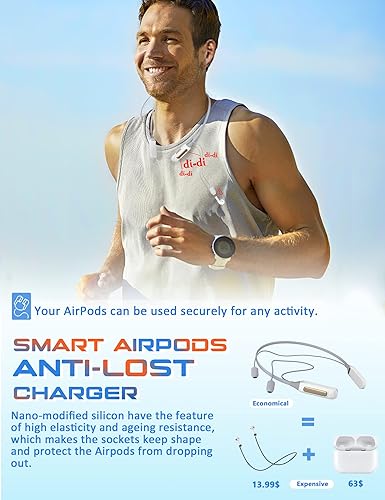 Miniatura 4 de Ahousme Fuente de alimentación portátil inteligente para AirPods 123Pro no para 2022 nuevos AirPods Pro 2 montado en el cuello y cargador AirPods