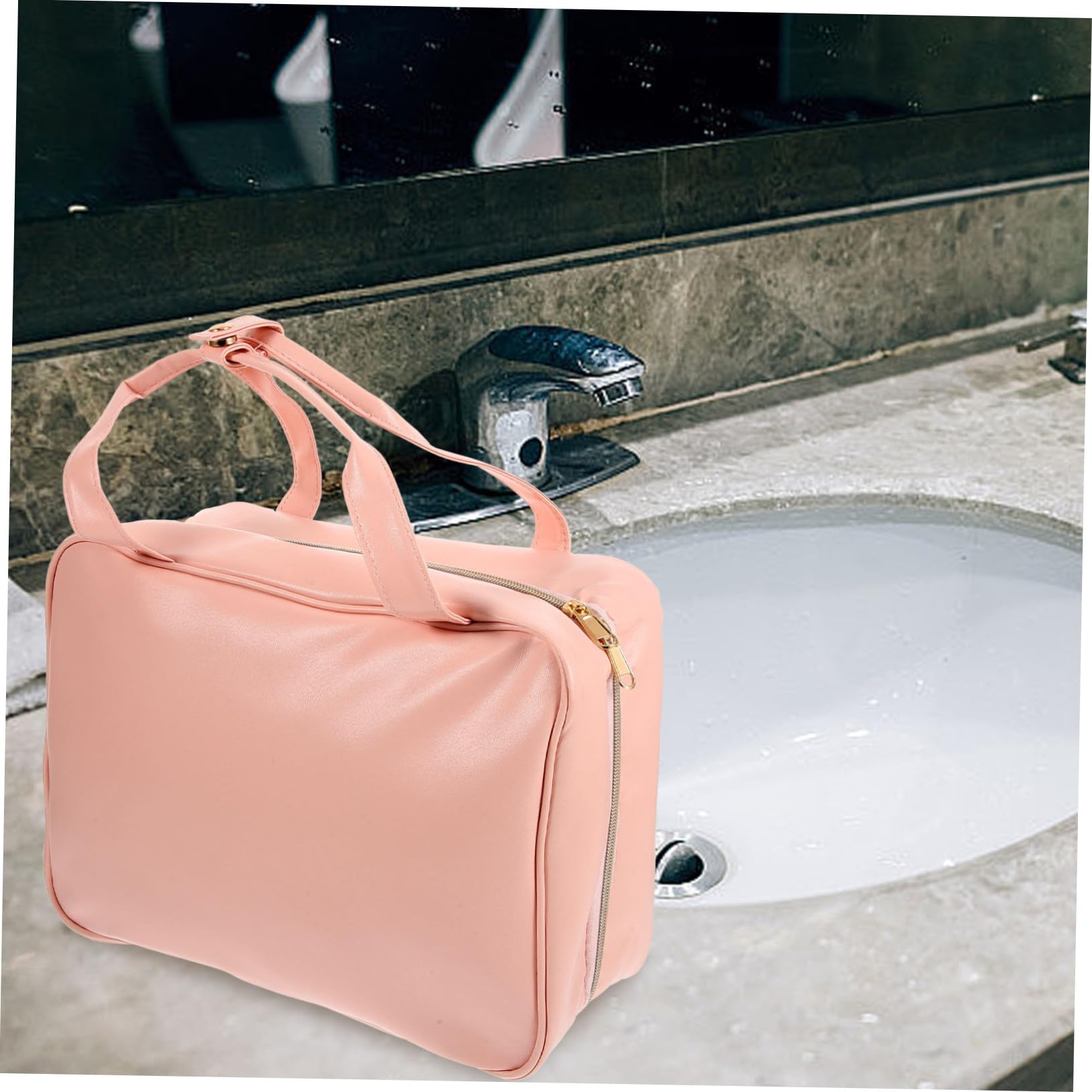 Borsa da Viaggio per Cosmetici Organizer Cubo Borsa da Viaggio per Articoli da Toeletta Appesa in Similpelle Pu Numerose Tasche e Scomparti Design Multifunzionale Facile Trasporto