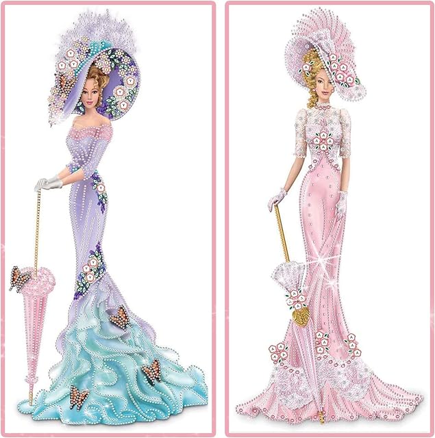 VAVCASE 2 Pack Diamond Painting Ladies, Special Shaped Diamond Painting, Diamond Art Kits Dress Lady Diamond Embroidery Paintings(30X60CM)