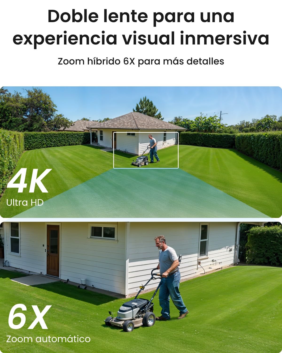 Reolink 4K 8MP PTZ Camara Vigilancia PoE Doble Lente con Zoom Híbrido 6X, 355° Pan y 90° Tilt, Color Visión Nocturna, Detección Inteligente, Seguimiento Automático, Audio Bidireccional, TrackMix PoE