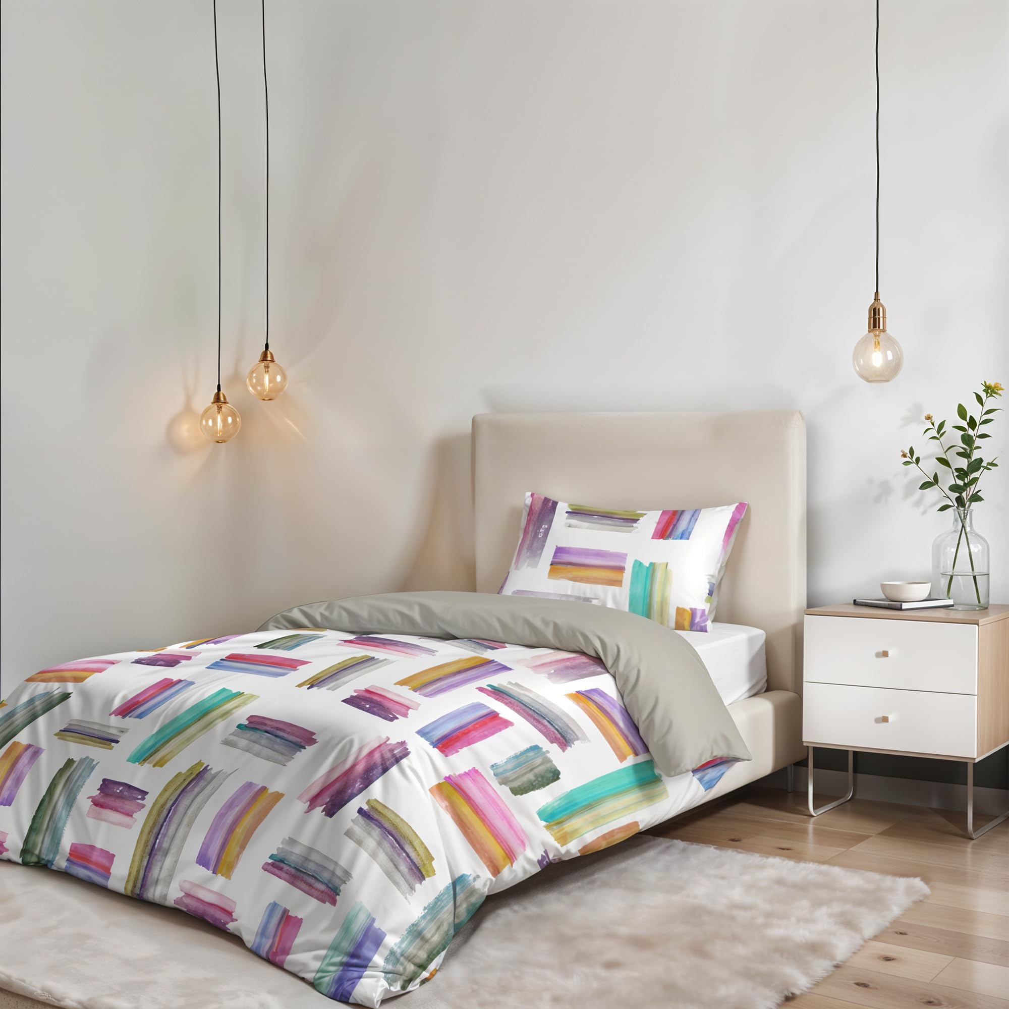 Set Copripiumino Fantasy, Lavorato in Italia - Parure Copri Piumino - Sacco Piumone 200x200 cm con Patella e federa Cuscino, Piazza e Mezza, Multicolor