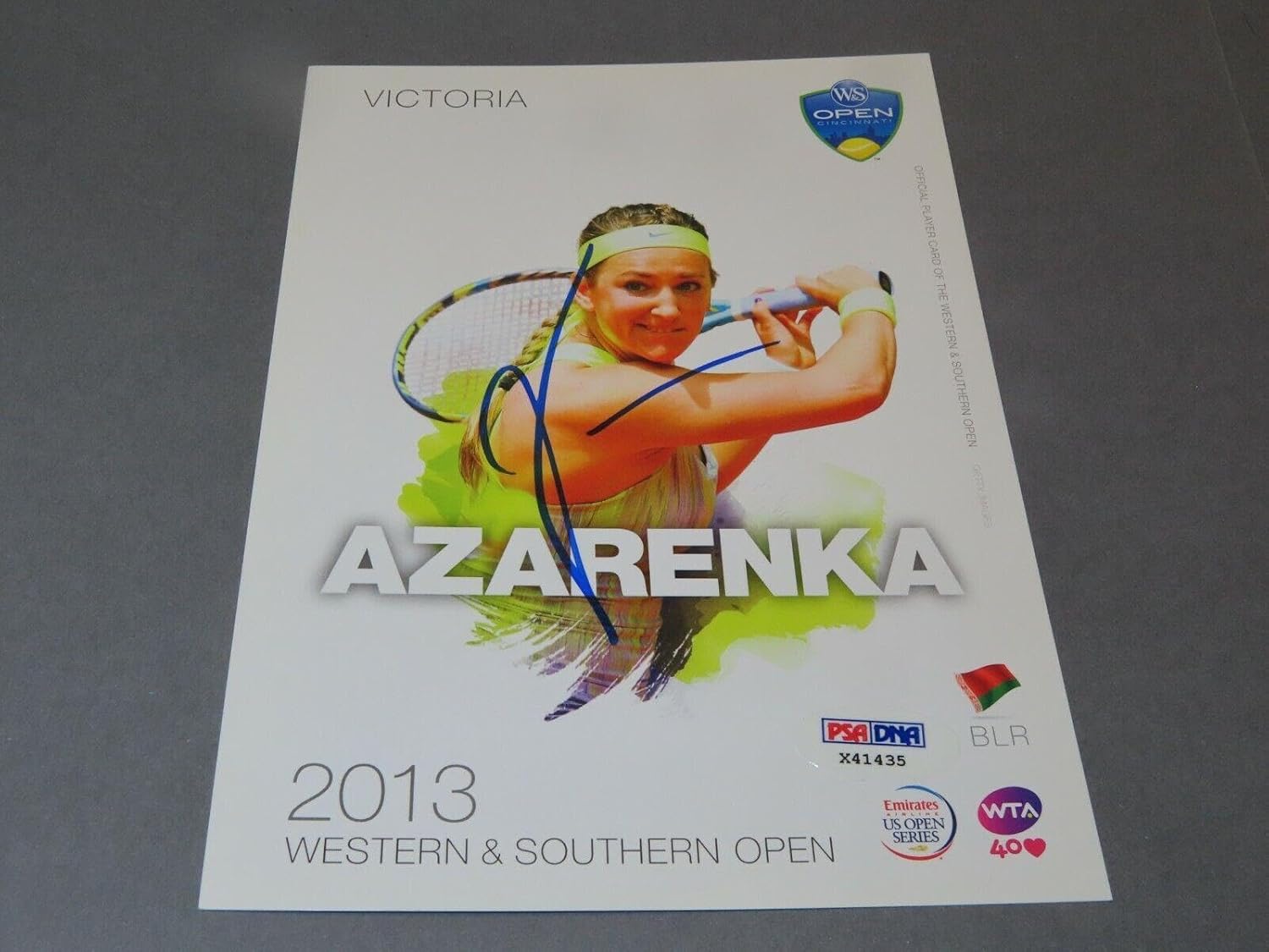 Victoria Azarenka Signed 2013 W&S 5x7 Player Card Autographed PSA/DNA COA 1B - Autographed Tennis Cards
