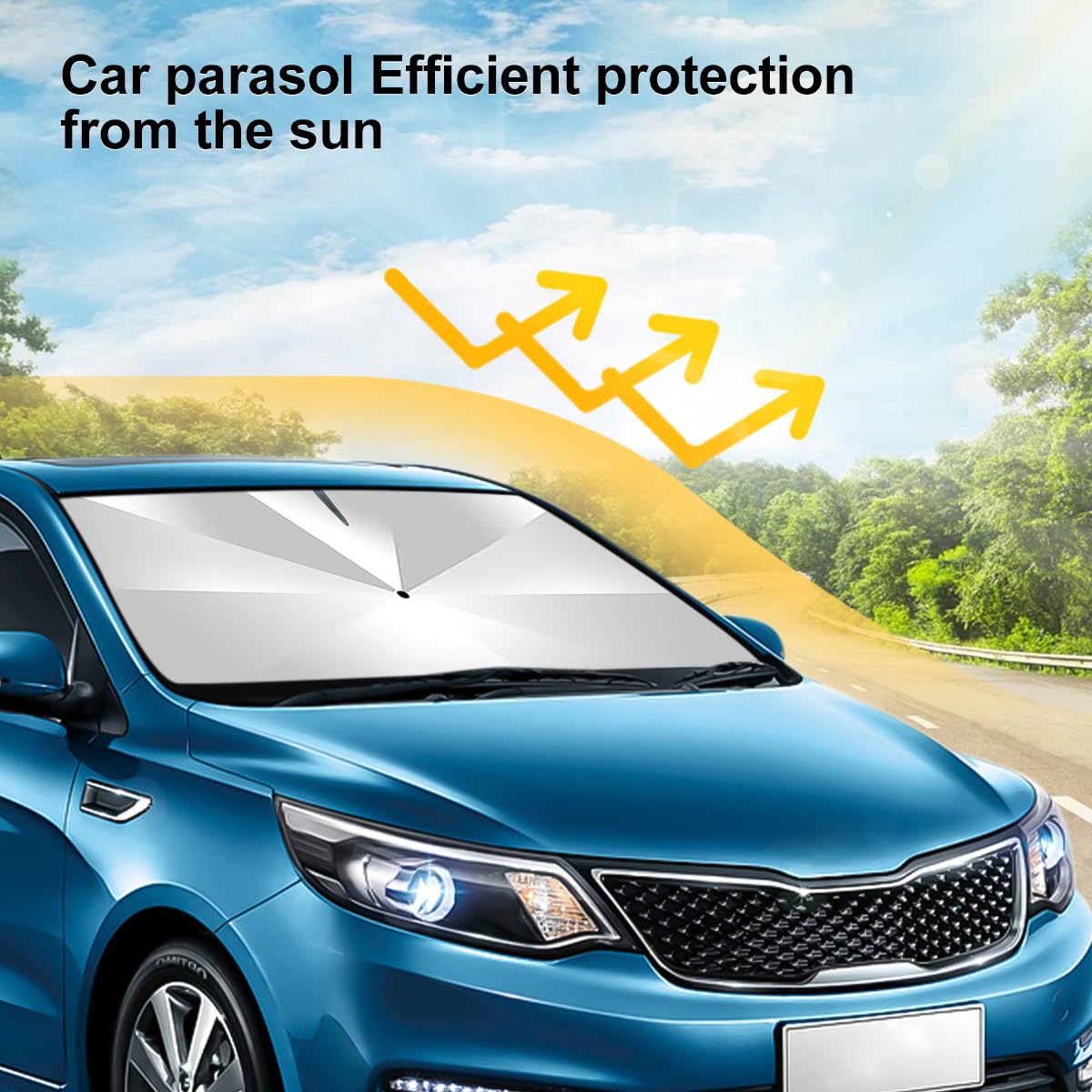 Parasole Ombrello Parabrezza Auto per Smart Forfour W453 2014-2018 2019, Protezione UV Pieghevole Parabrezza Copri Sole Isolamento Termico Visiera,B/140cm*80cm-B