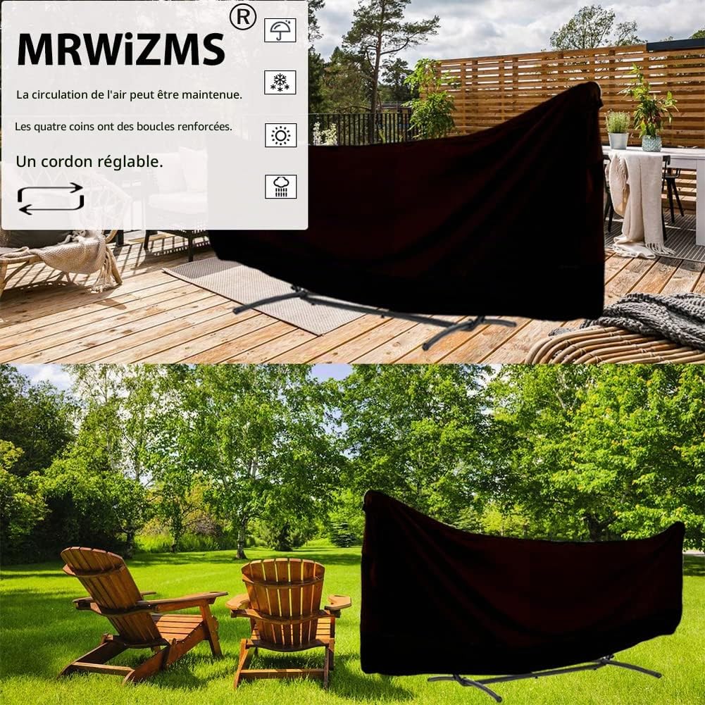 Housse de Hamac Extérieur Imperméable, Baches Complète Oxford 420D, Bache de Protection Adaptée pour Hamac et Hamac Double, Coupe-Vent, Résistant à l'hiver, aux Intempéries (260 x 17 X 85 cm)
