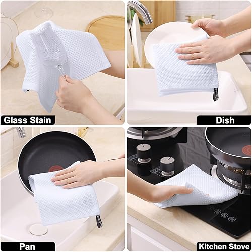 Miniatura 5 de Homaxy Juego de 8 paños de cocina y paños de cocina 100% algodón, 12 x 12 pulgadas y 13 x 28 pulgadas, juego de 8 toallas de cocina a granel, ultra