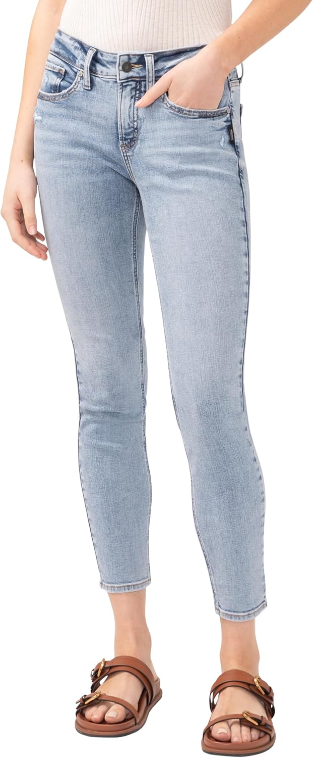 Silver Jeans Co. Women’s Suki Mid Rise Curvy Fit Skinny Jeans