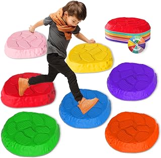 SmartYeen 8-Pack Non-Slip Stepping Stones for Kids - Durable Indoor Outdoor Balance Toys for Toddlers' Coordination & Motor Skills