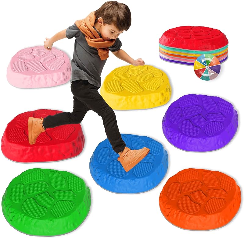 Escalones para niños, 8/12 piezas de piedras de equilibrio antideslizantes y duraderas, juguetes para interiores y exteriores para niños pequeños que desarrollan habilidades de equilibrio y coordinación