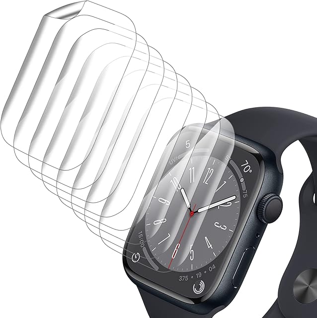 ZEBRE 8-Pack Screen Protector Compatible with Apple Watch Series 8 45mm, Soft TPU Protective Film HD Clear Bubble Free Easy Installation Compatible with iWatch 42/44/45mm Series 8 7 6 5 4 SE SE2022