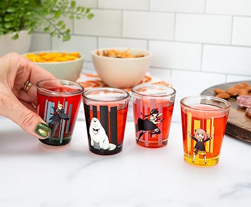 Miniatura 7 de Silver Buffalo Spy x Family Trio and Logo - Mini vasos de chupito de 2 onzas  Juego de 4