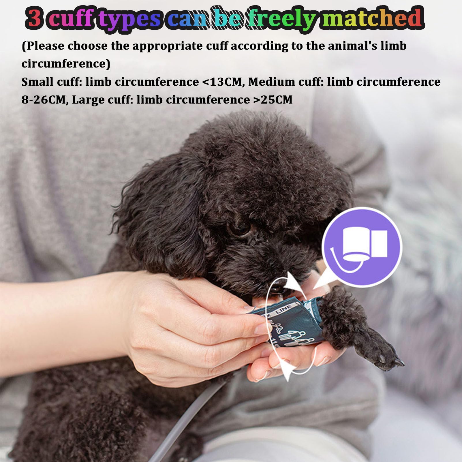 Tensiómetro digital para mascotas, equipo veterinario, esfigmomanómetro electrónico de 3 modos y 3 brazaletes, equipo veterinario de escritorio para el cuidado de perros, gatos y mascotas.