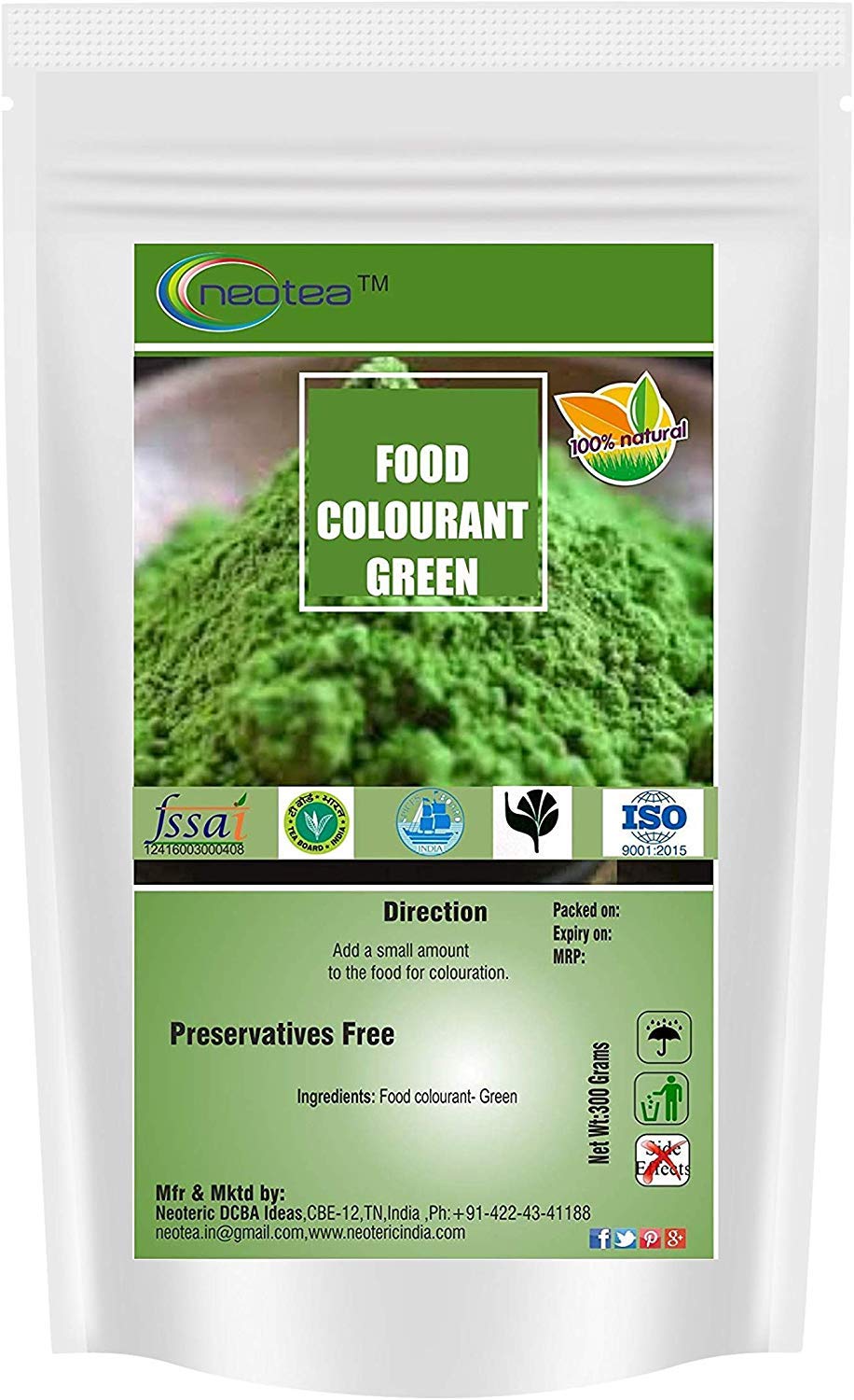 Neotea Food Color, Green for Barfi and Chutney - 200g