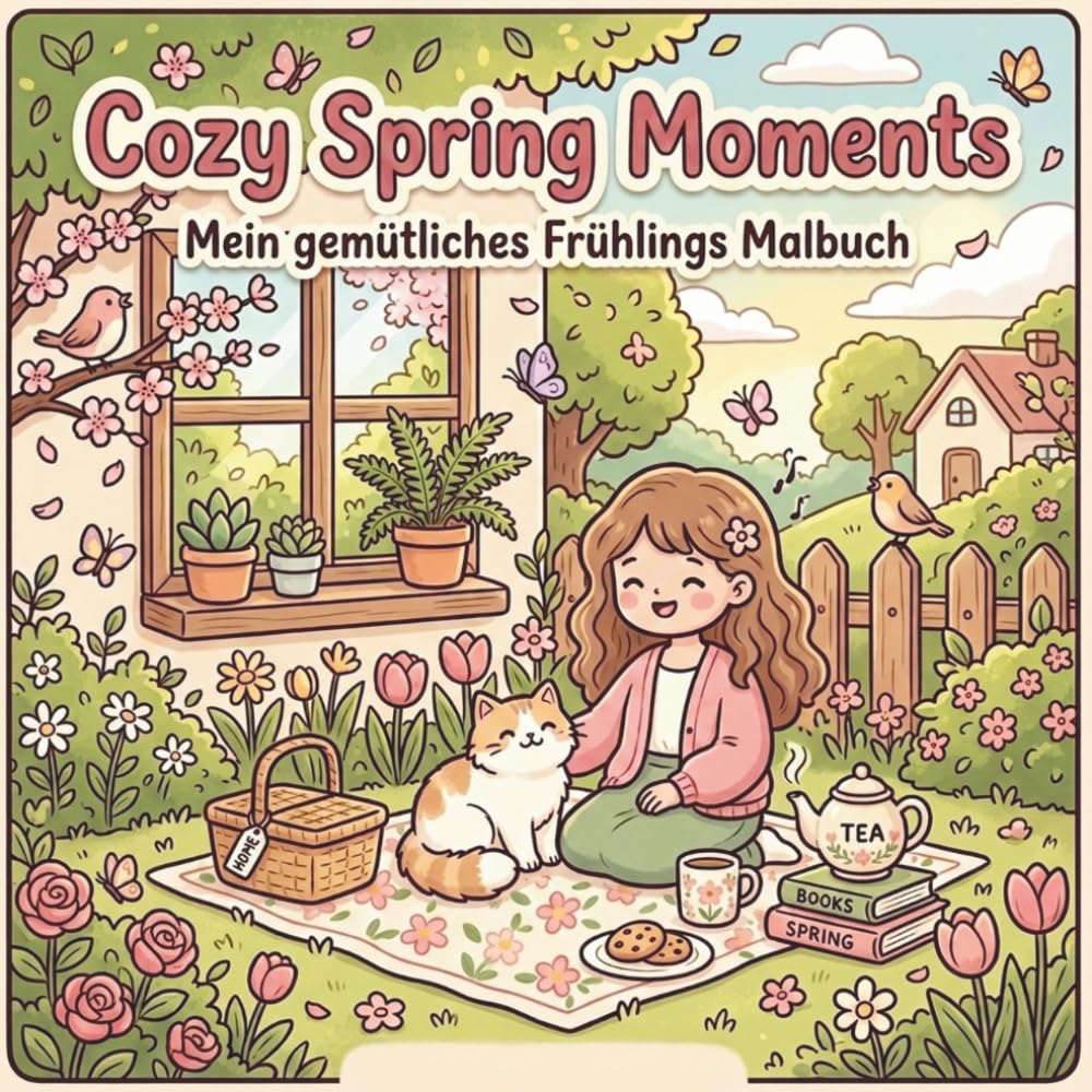 Cozy Spring Moments – Mein gemütliches Frühlings Malbuch: 40 detailreiche Ausmalbilder mit Blumen, Tieren und gemütlichen Frühlingsszenen zum ... (Frühling, Sommer, Herbst, Winter))
