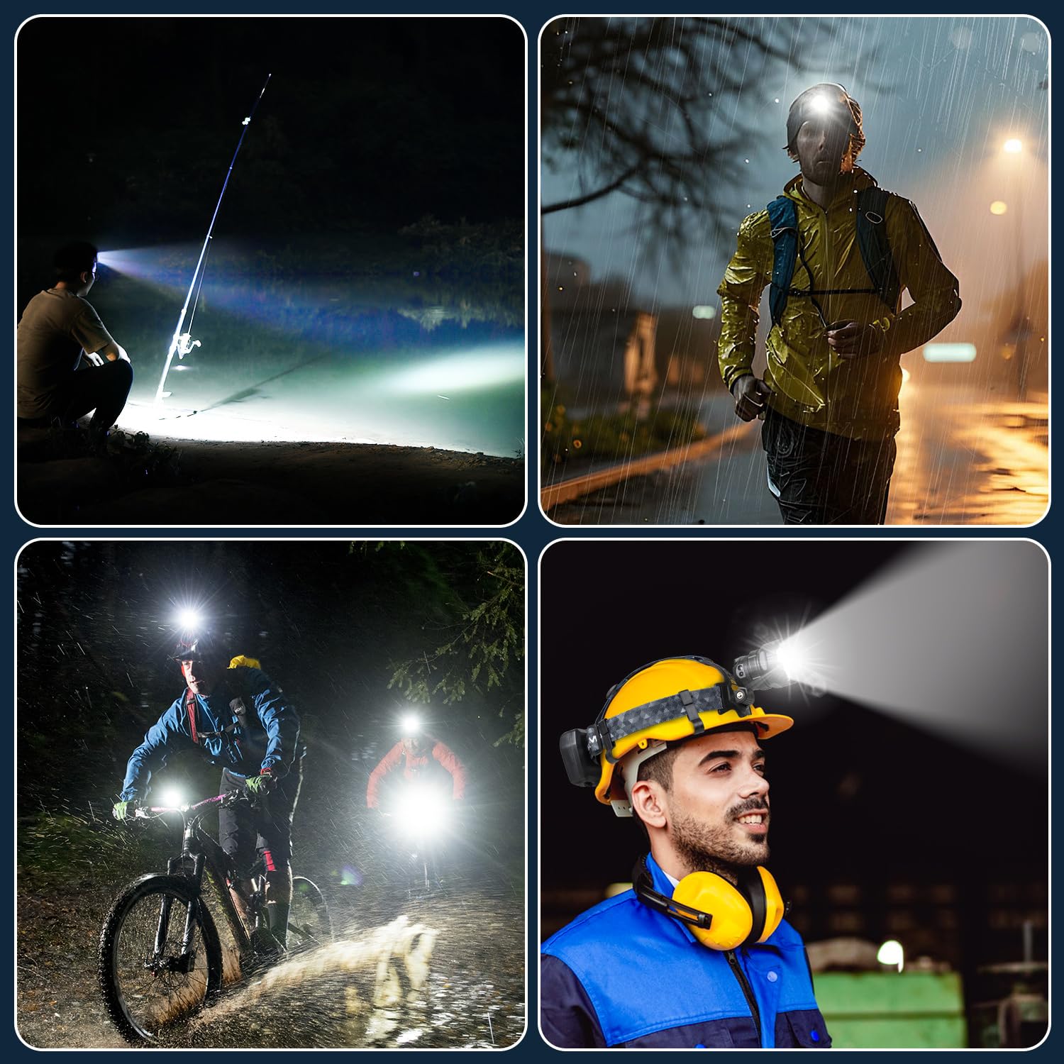 Torcia Frontale LED Ricaricabile 90000 Lumen Lampada Frontale con Sensore & 7 Modalità, 9000mAh USB Lampada da Testa Regolabile Luce Frontale IPX7 Impermeabile per Campeggio Pesca