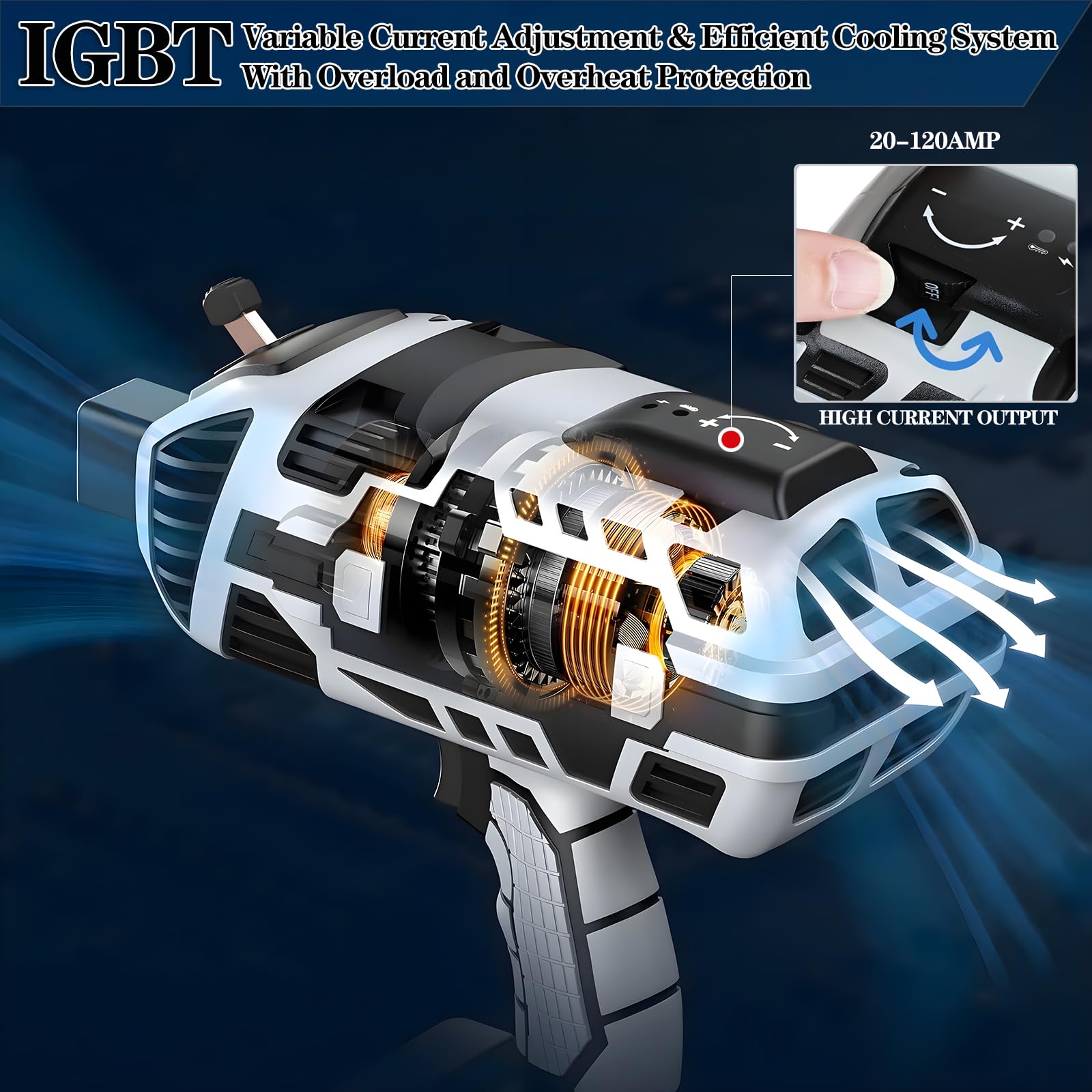 Soldador portátil, 220V 120Amp soldador de mano con inversor IGBT 6 ajuste de corriente variable, ARC soldador pistola de herramientas para 1/16"-1/8" varillas
